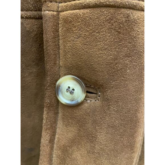 SHEARLING Original LAMBSKIN Sherpa Men's Coat Brown Suede Collar Sz 58 - Picture 6 of 11